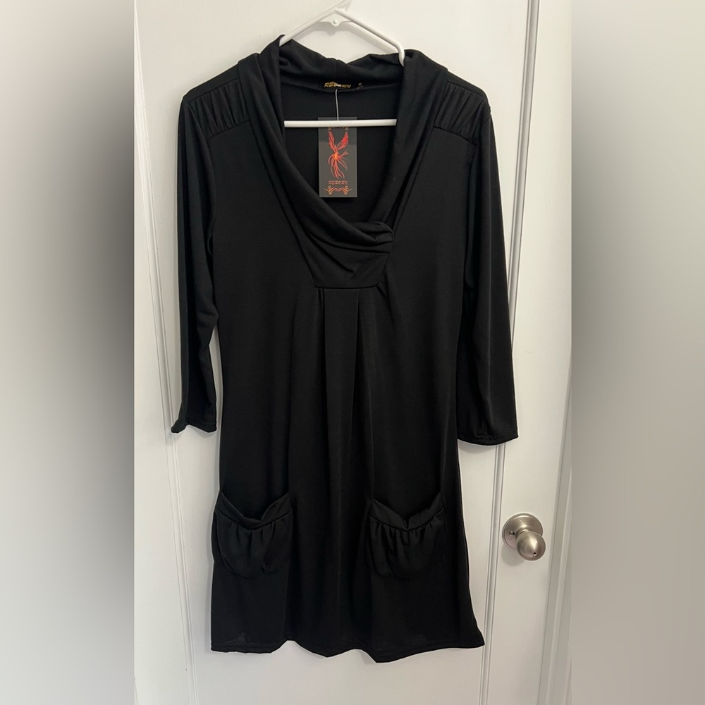 Reborn Black 3/4 length Sleeve Dress or tunic